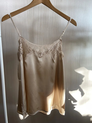 TAMBOURINE LACE CAMISOLE - CHAMPAGNE - M.A DAINTY