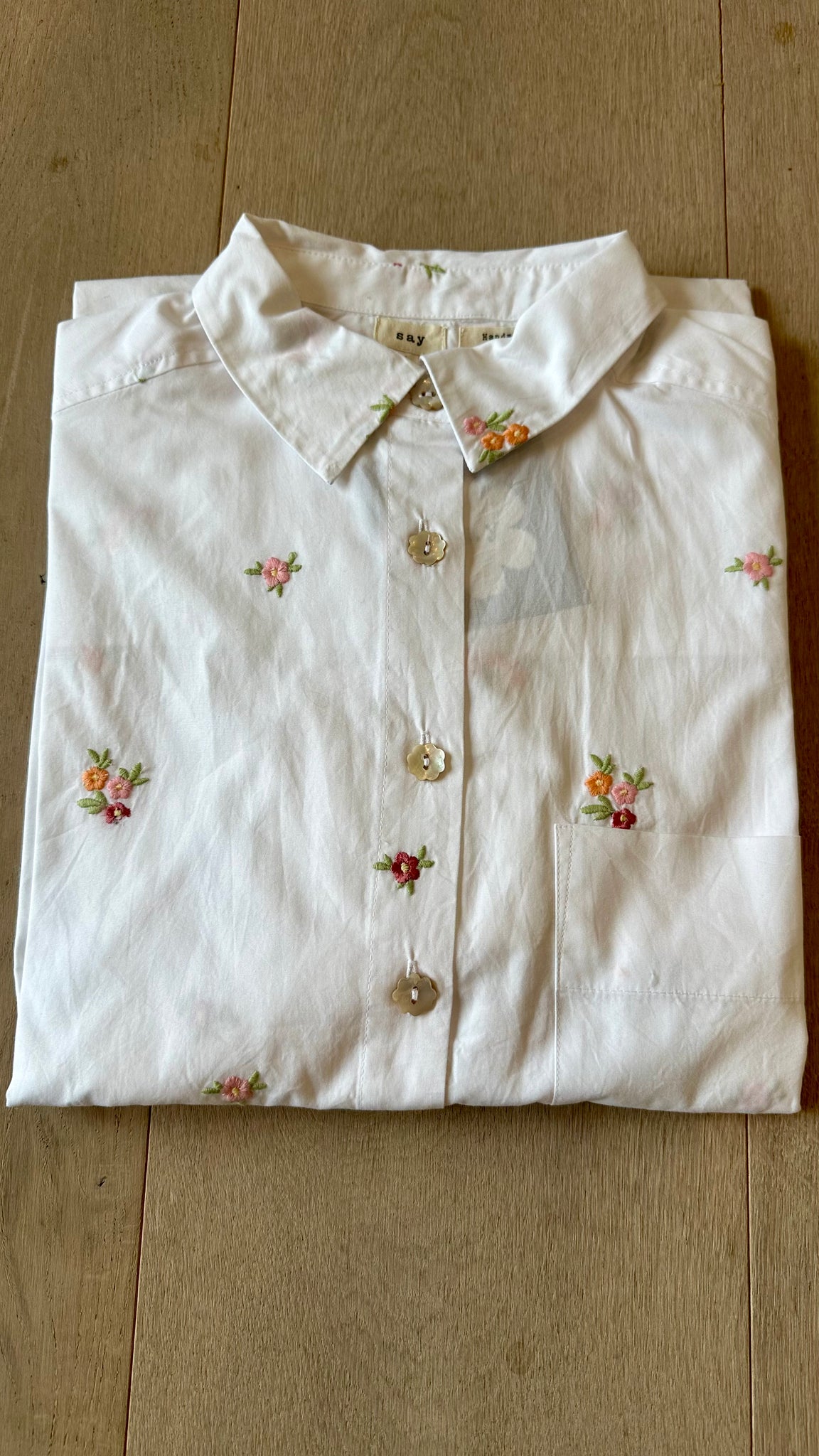 DITSY EMBROIDERED SHIRT - SHERBET -  SAY THE LABEL