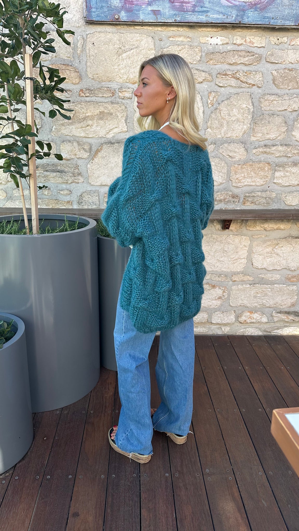 MOHAIR SILK CARDIGAN - PETROL GREEN - LES TRICOTS D'O