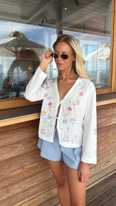 CHLOE CROSS STITCH BLOUSE - WHITE -  SAY THE LABEL