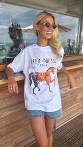 HER MESS OVERSIZE TEE - LUCENT WHITE - MAKU