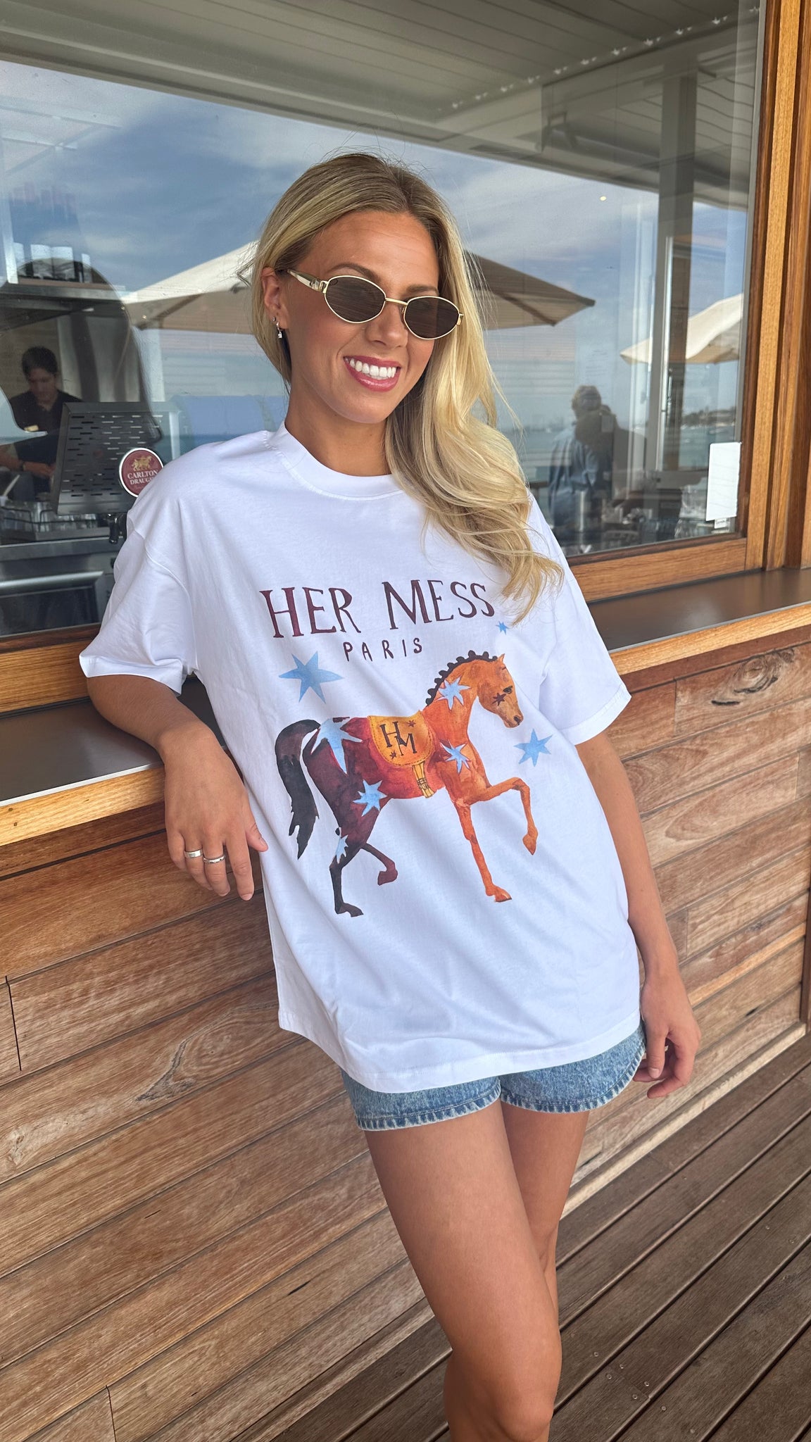 HER MESS OVERSIZE TEE - LUCENT WHITE - MAKU