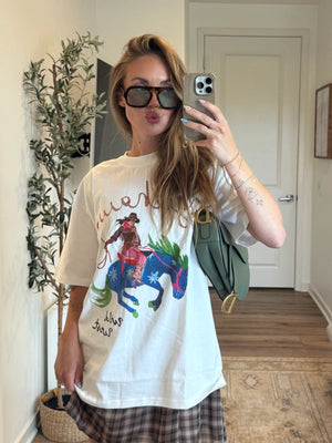 YEEHAW!! OVERSIZE DEEP DROP SHOULDER TEE - LUCENT WHITE - MAKU