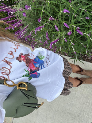 YEEHAW!! OVERSIZE DEEP DROP SHOULDER TEE - LUCENT WHITE - MAKU