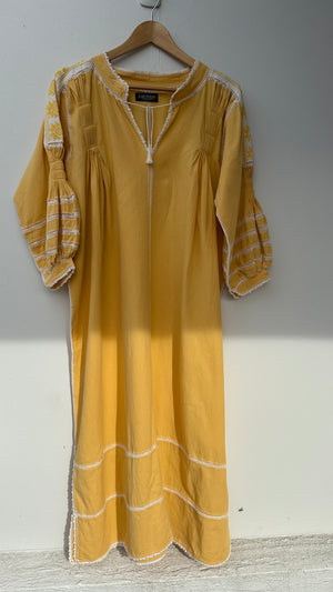 ESPANOLA DRESS LONG SLEEVE - DIJON / CREAM CROCHET - LAS NINAS