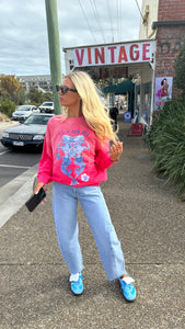 TSUNAMI MAIDEN FLEECE CREW - PINK SUN FADE - MAKU