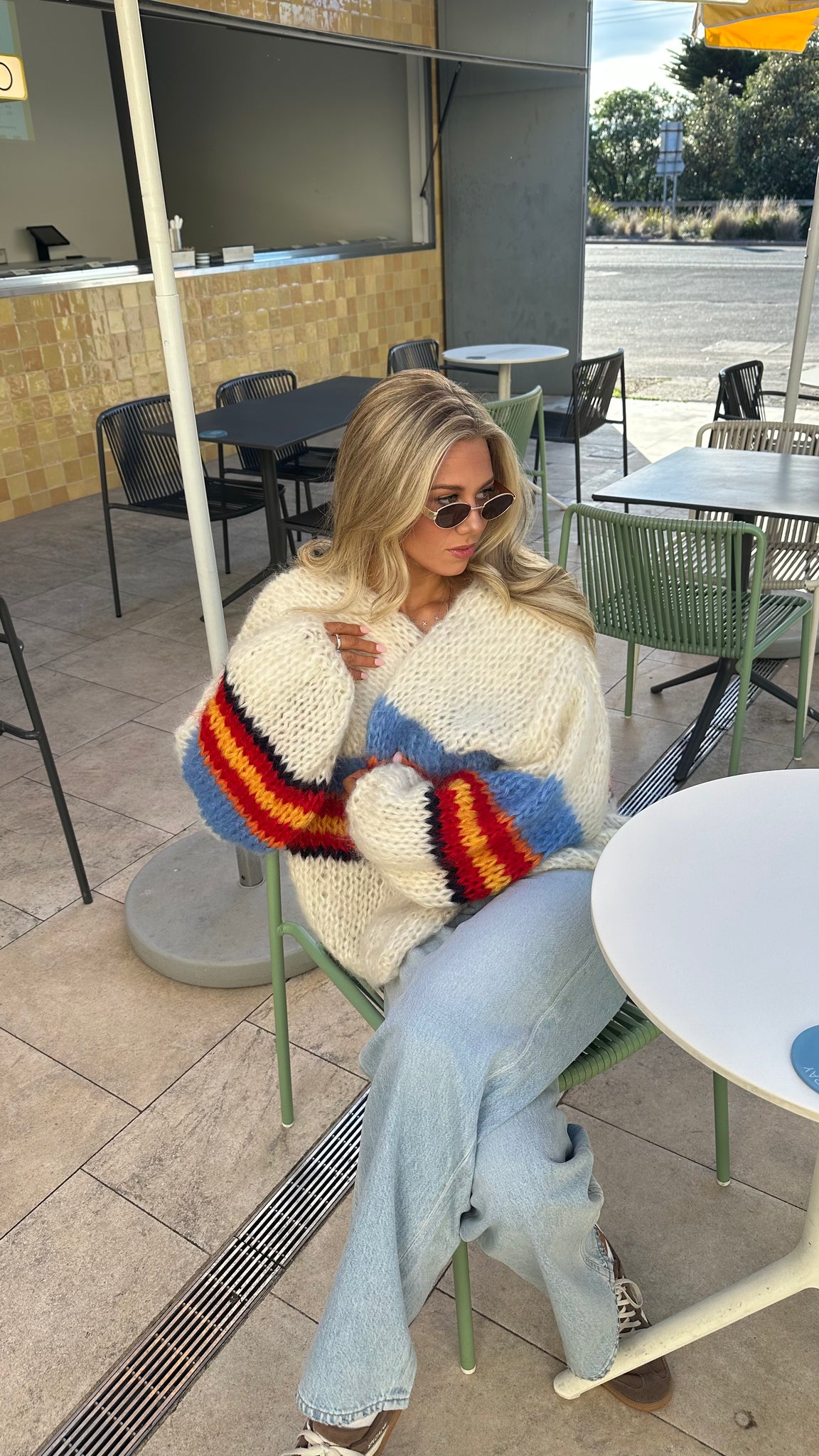 HOGAN MOHAIR CARDIGAN - WHITE BLUE RED YELLOW - LES TRICOTS D'O