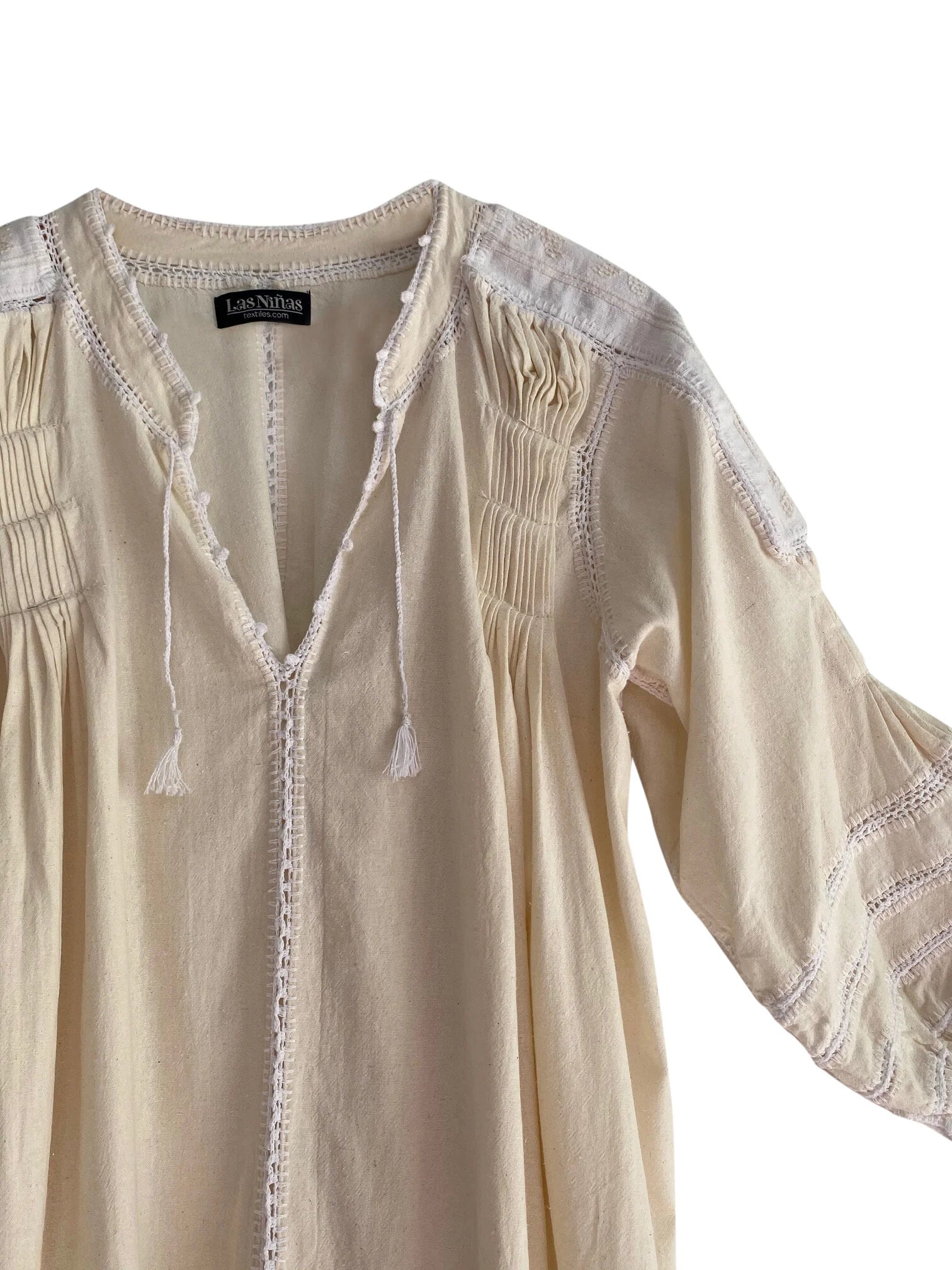 ESPANOLA DRESS LONG SLEEVE - CREAM / WHITE CROCHET - LAS NINAS
