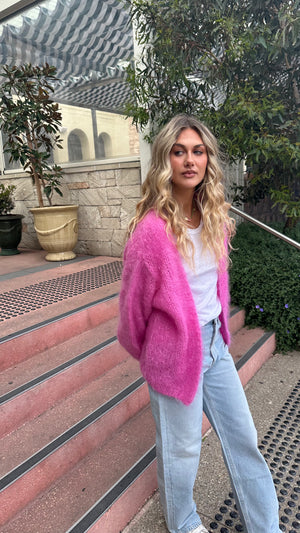 CHARLOTTE MOHAIR CARDIGAN - CANDY PINK - LES TRICOTS D'O