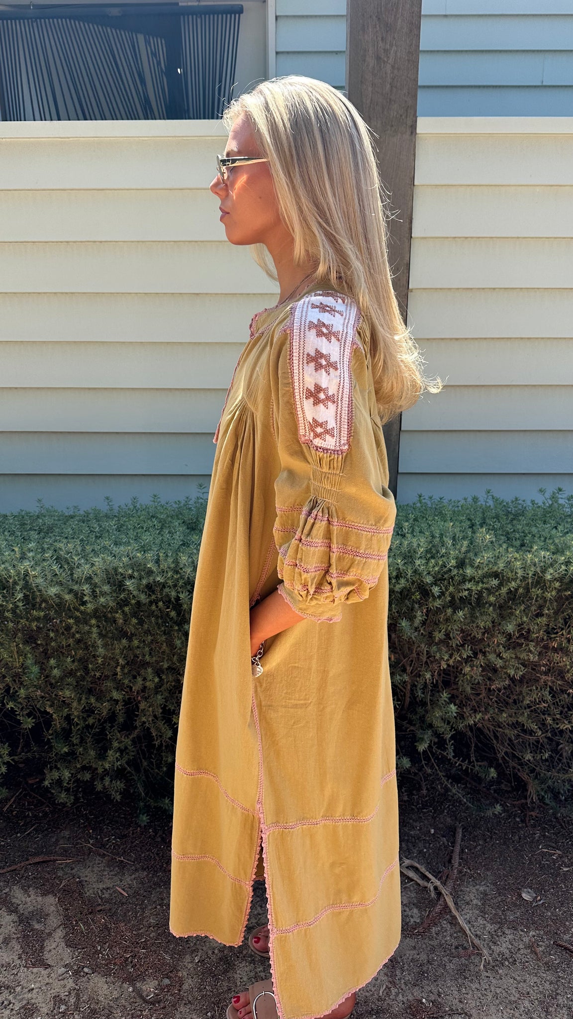 ESPANOLA DRESS LONG SLEEVE - SAGE / PALE CAFE CROCHET - LAS NINAS