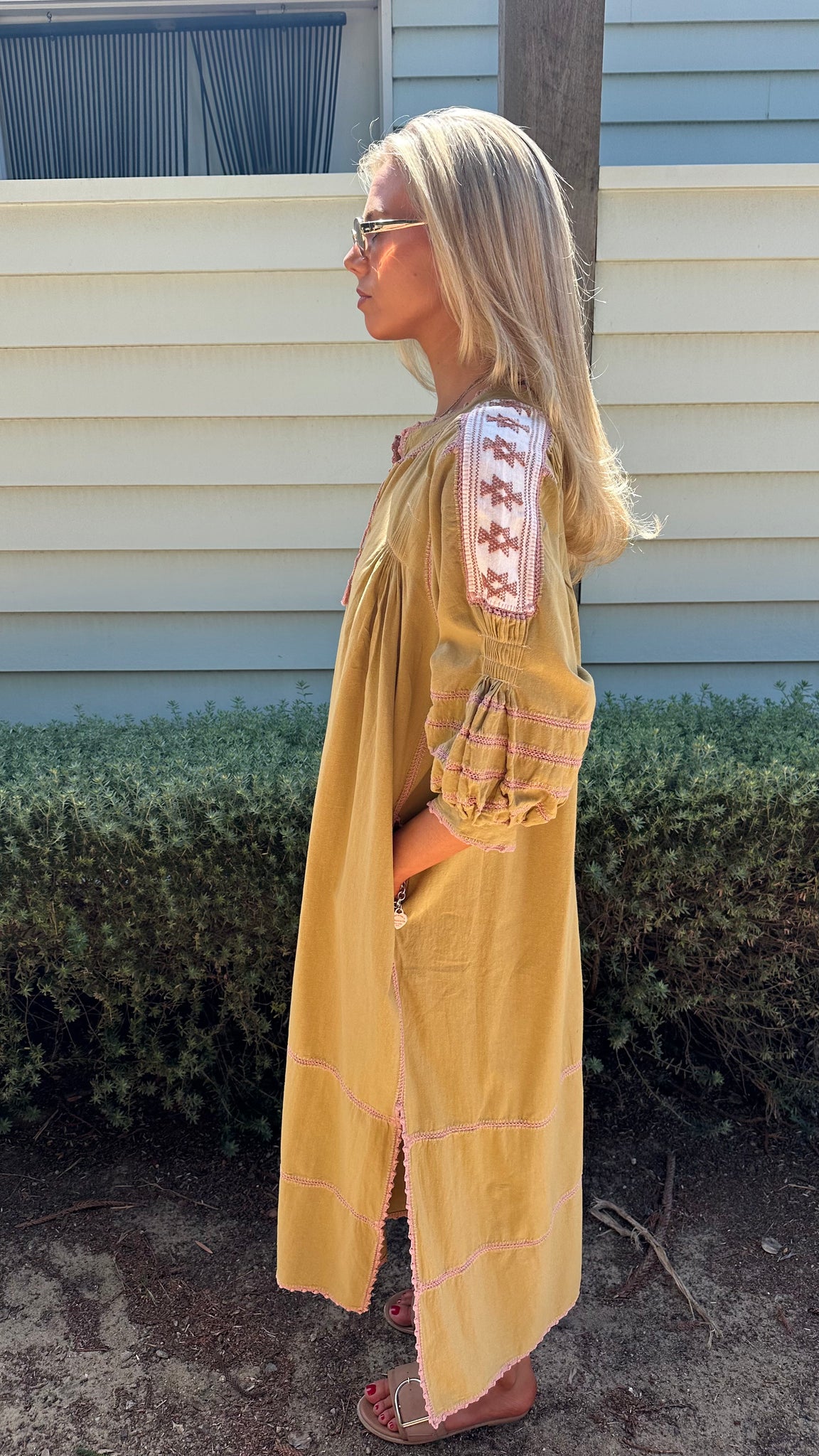 ESPANOLA DRESS LONG SLEEVE - SAGE / PALE CAFE CROCHET - LAS NINAS