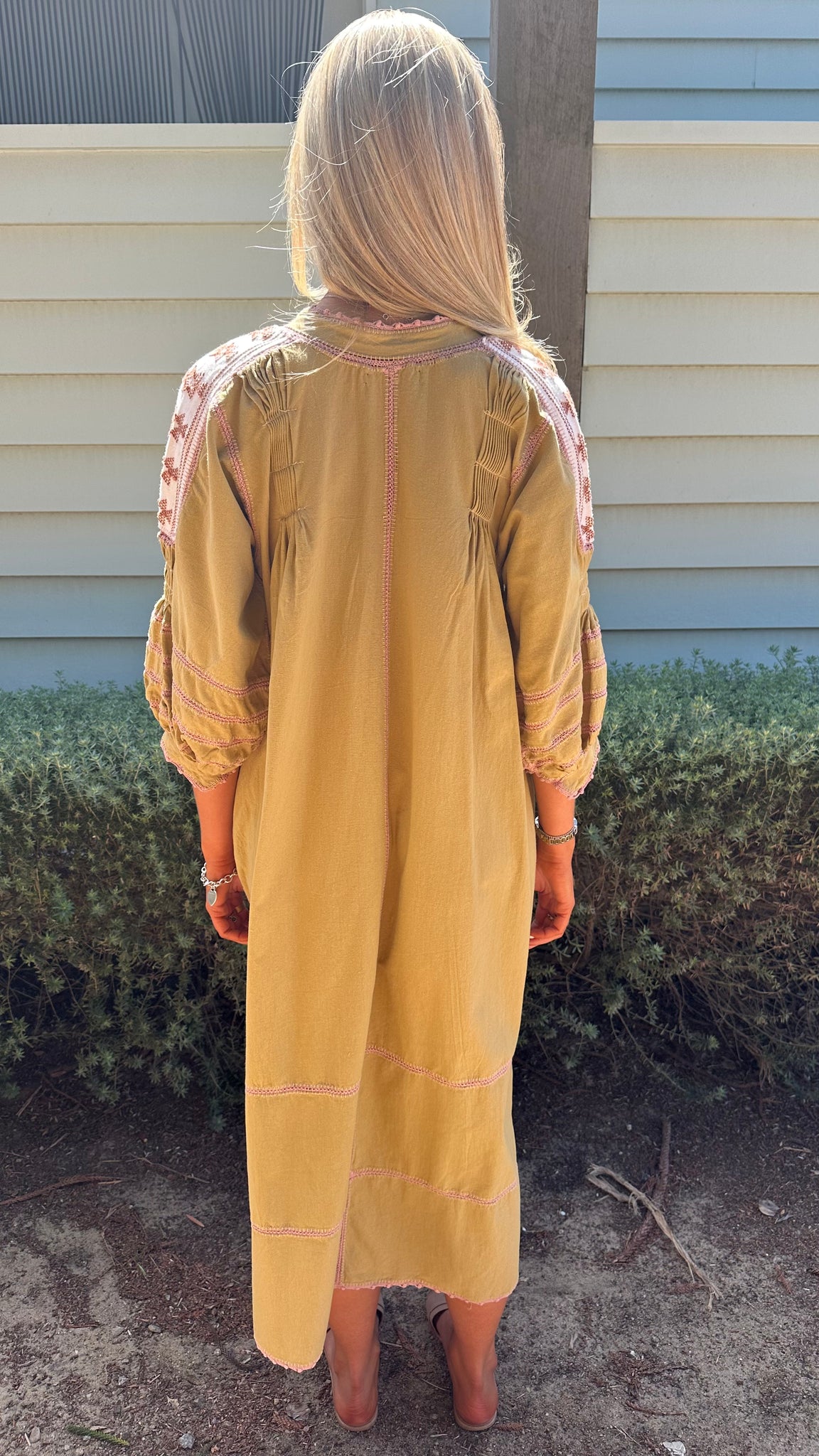 ESPANOLA DRESS LONG SLEEVE - SAGE / PALE CAFE CROCHET - LAS NINAS