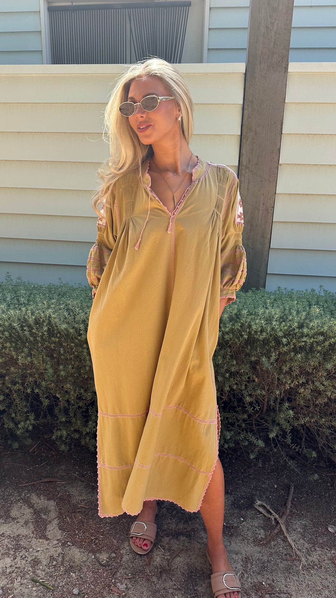 ESPANOLA DRESS LONG SLEEVE - SAGE / PALE CAFE CROCHET - LAS NINAS