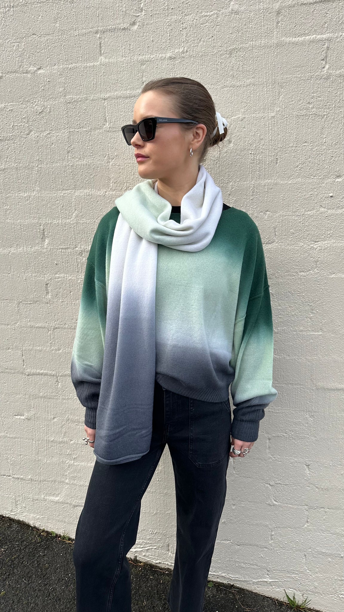 DIP DYE BALLOON SWEAT - FOREST - CRUSH CASHMERE