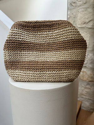 RAFFIA HANDWOVEN CLUTCH BAG -  TAN/BEIGE - CIE CIE