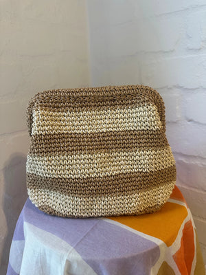 RAFFIA HANDWOVEN CLUTCH BAG -  TAN/BEIGE - CIE CIE