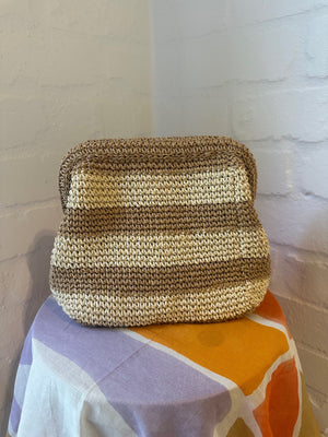 RAFFIA HANDWOVEN CLUTCH BAG -  TAN/BEIGE - CIE CIE