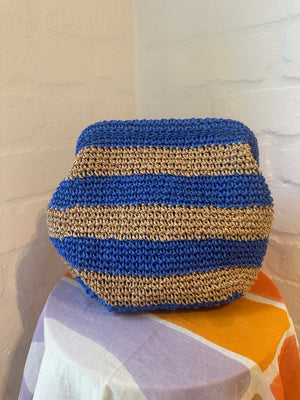 RAFFIA HANDWOVEN CLUTCH BAG-  TAN/AZURE - CIE CIE