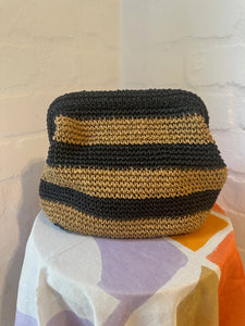 RAFFIA HANDWOVEN CLUTCH BAG -  TAN/BLACK - CIE CIE