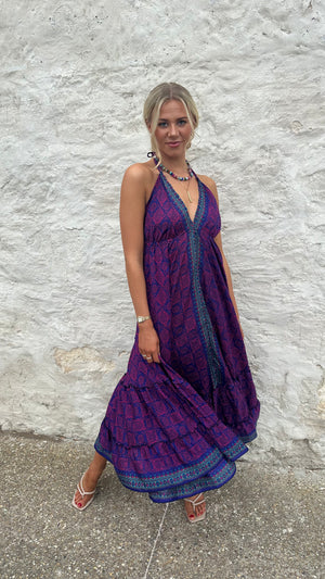 strapless open back dress THE MAYA SILK RESORT DRESS