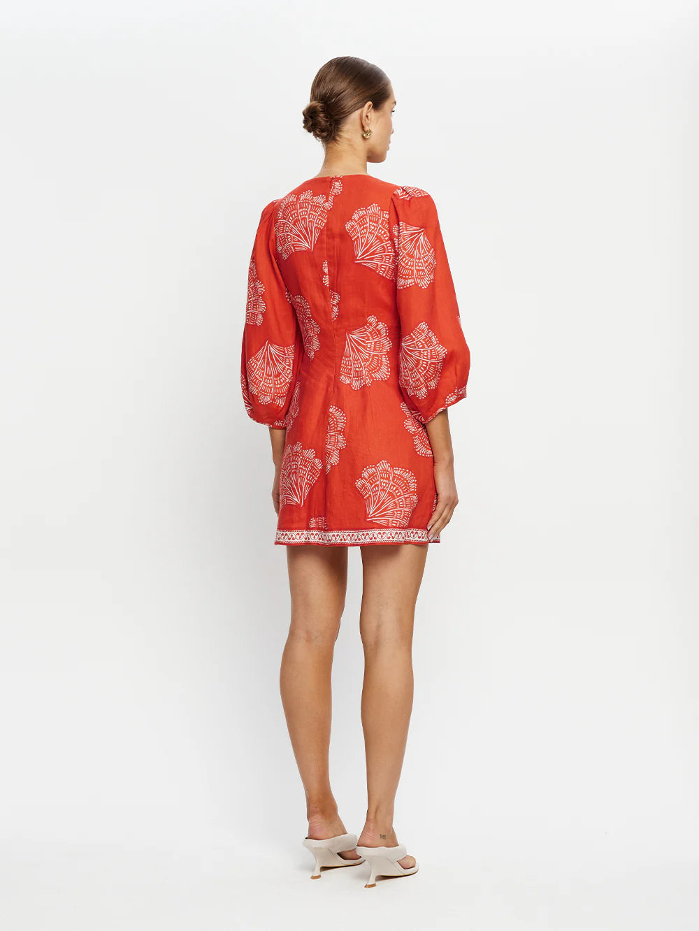 INDIRA TIE FRONT MINI DRESS - CORAL - KIVARI