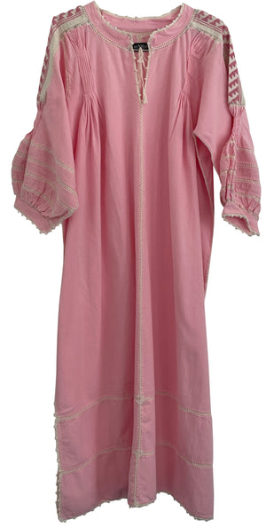 ESPANOLA DRESS LONG SLEEVE - ICE PINK  / CREAM CROCHET - LAS NINAS