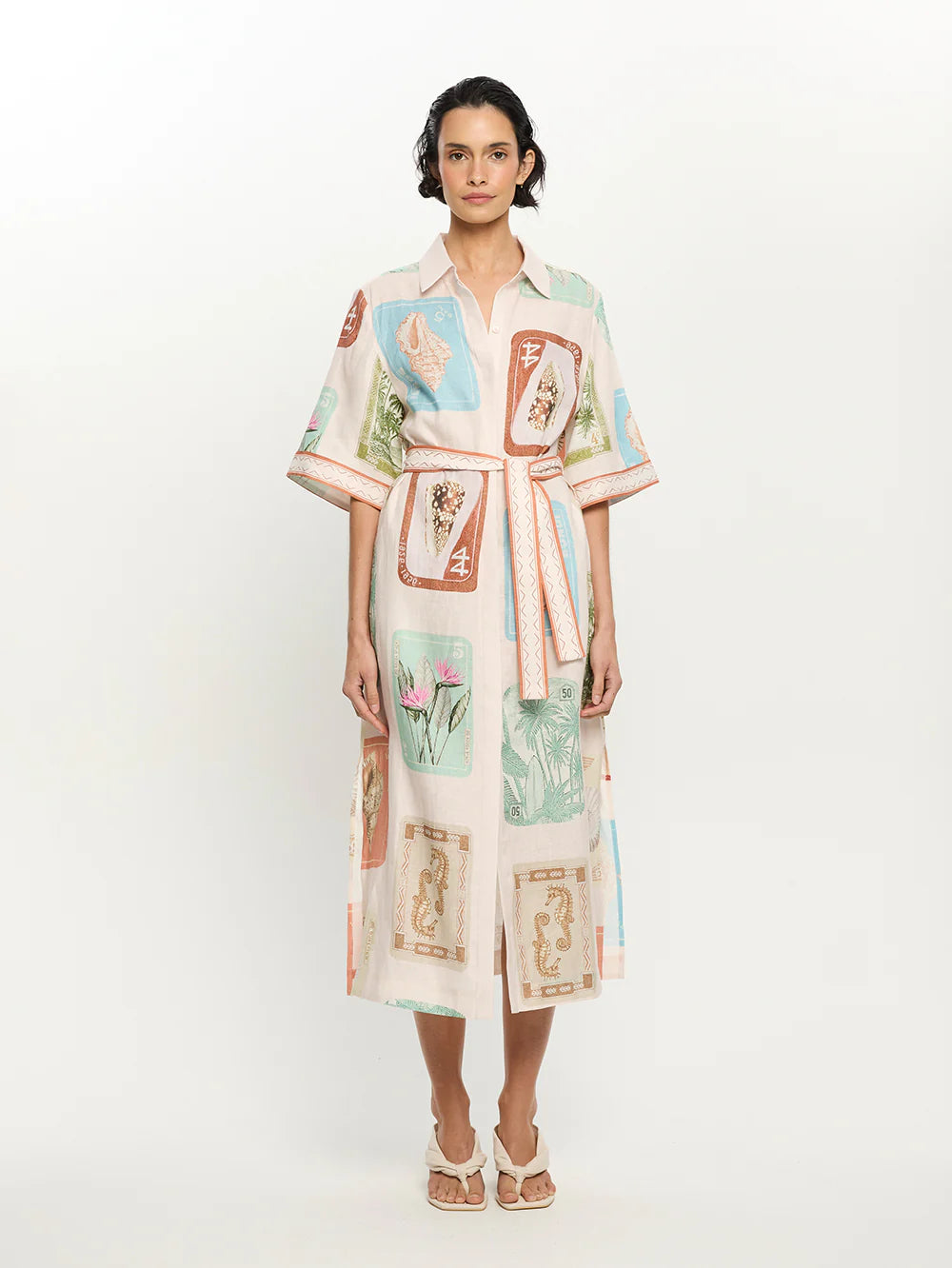 COASTLINE SHIRT MIDI DRESS - COASTLINE - KIVARI