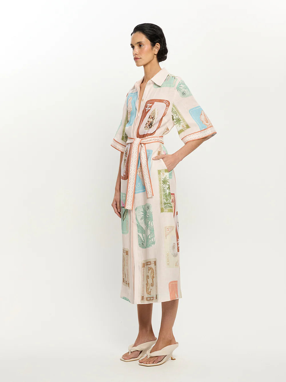 COASTLINE SHIRT MIDI DRESS - COASTLINE - KIVARI