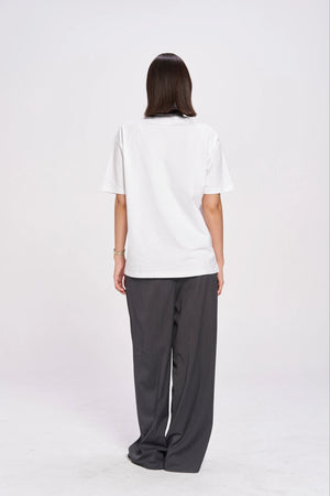 LEOPARD STARKINI OVERSIZED TEE  - WHITE - MAKU