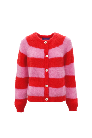 ALICE CARDIGAN STRIPED - CANDY PINK / RED - LES TRICOTS D'O