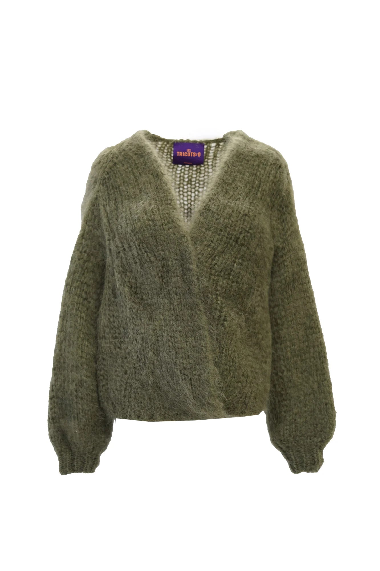 CHARLOTTE MOHAIR CARDIGAN - GRAFFITI KHAKI - LES TRICOTS D'O