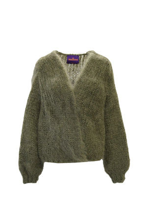 CHARLOTTE MOHAIR CARDIGAN - GRAFFITI KHAKI - LES TRICOTS D'O