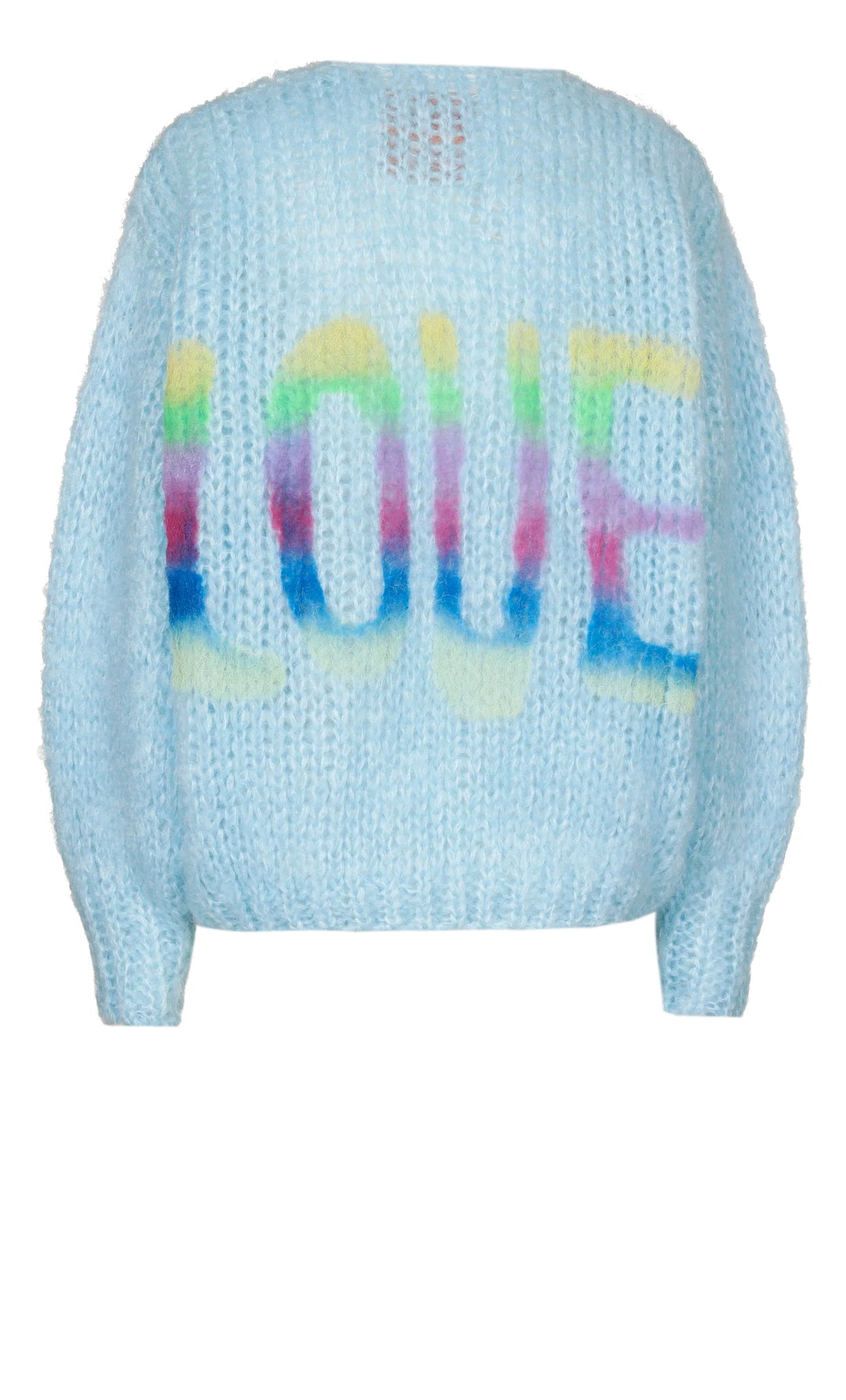 CHARLOTTE MOHAIR CARDIGAN - SKY BLUE LOVE GRAFITTI - LES TRICOTS D'O