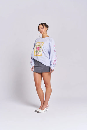 WILDFLOWER LONG SLEEVE TOP - SOFT BLUE - MAKU
