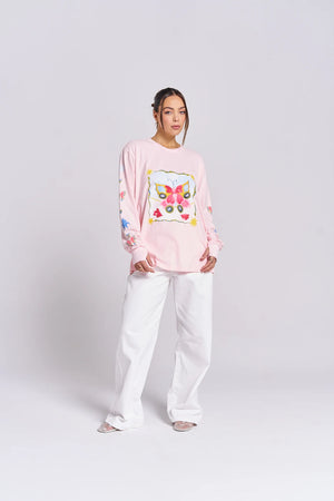 LOVE BUG LONG SLEEVE TOP - BABY PINK - MAKU