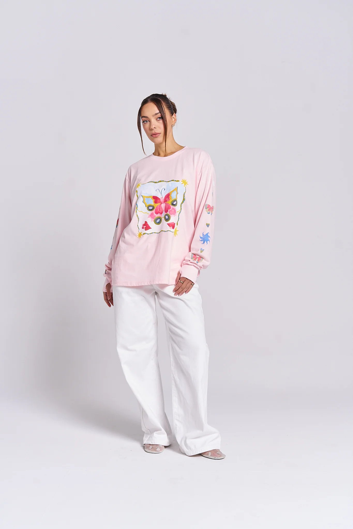 LOVE BUG LONG SLEEVE TOP - BABY PINK - MAKU