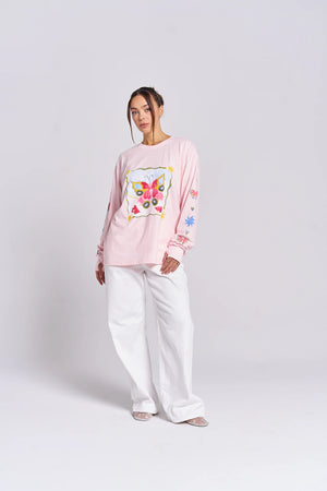 LOVE BUG LONG SLEEVE TOP - BABY PINK - MAKU