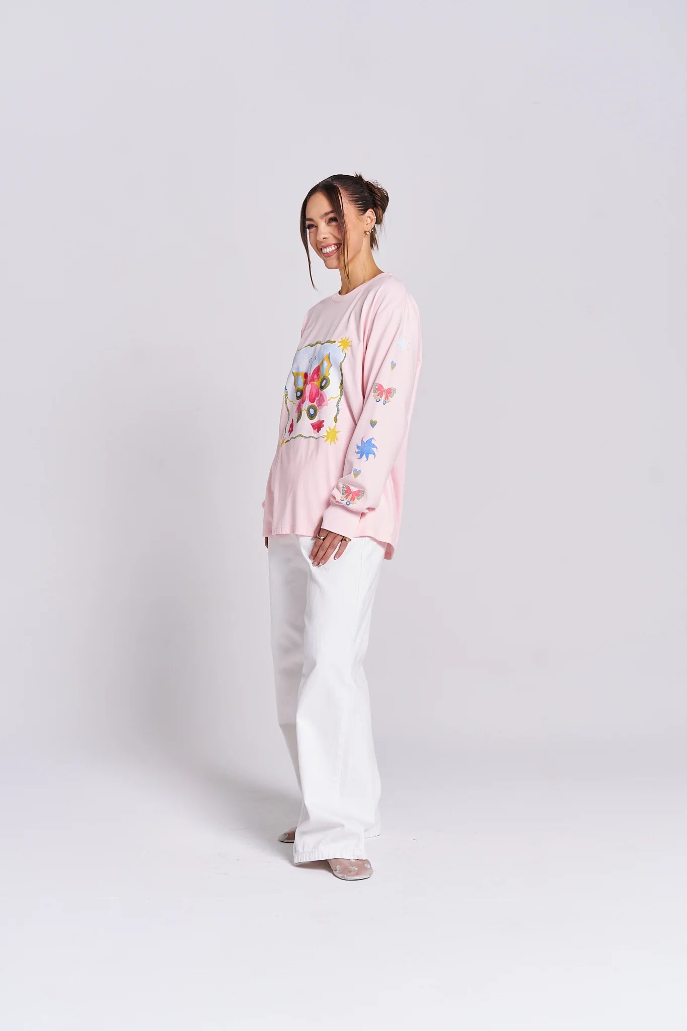 LOVE BUG LONG SLEEVE TOP - BABY PINK - MAKU