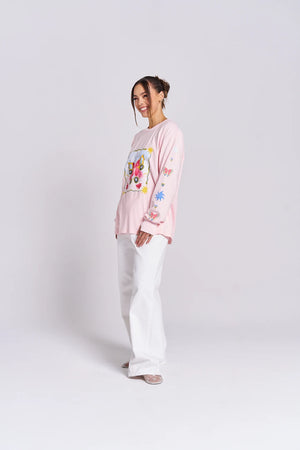 LOVE BUG LONG SLEEVE TOP - BABY PINK - MAKU