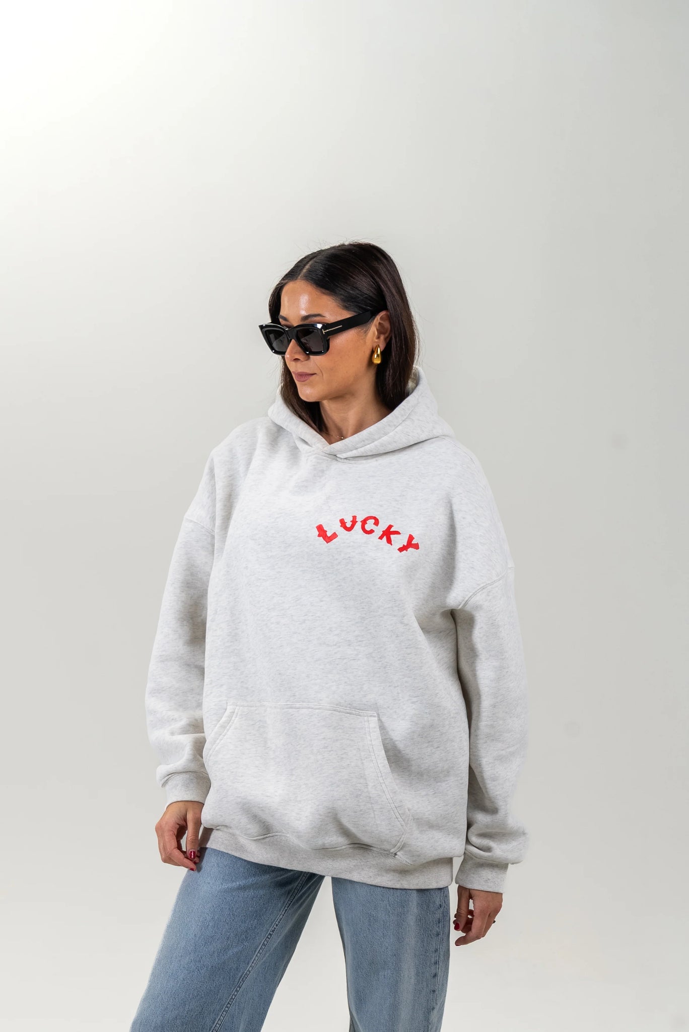 LUCKY UNISEX HOODIE - LIGHT MARLE GREY - MAKU