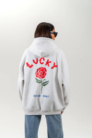 LUCKY UNISEX HOODIE - LIGHT MARLE GREY - MAKU