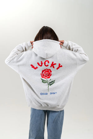 LUCKY UNISEX HOODIE - LIGHT MARLE GREY - MAKU
