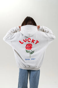 LUCKY UNISEX HOODIE - LIGHT MARLE GREY - MAKU