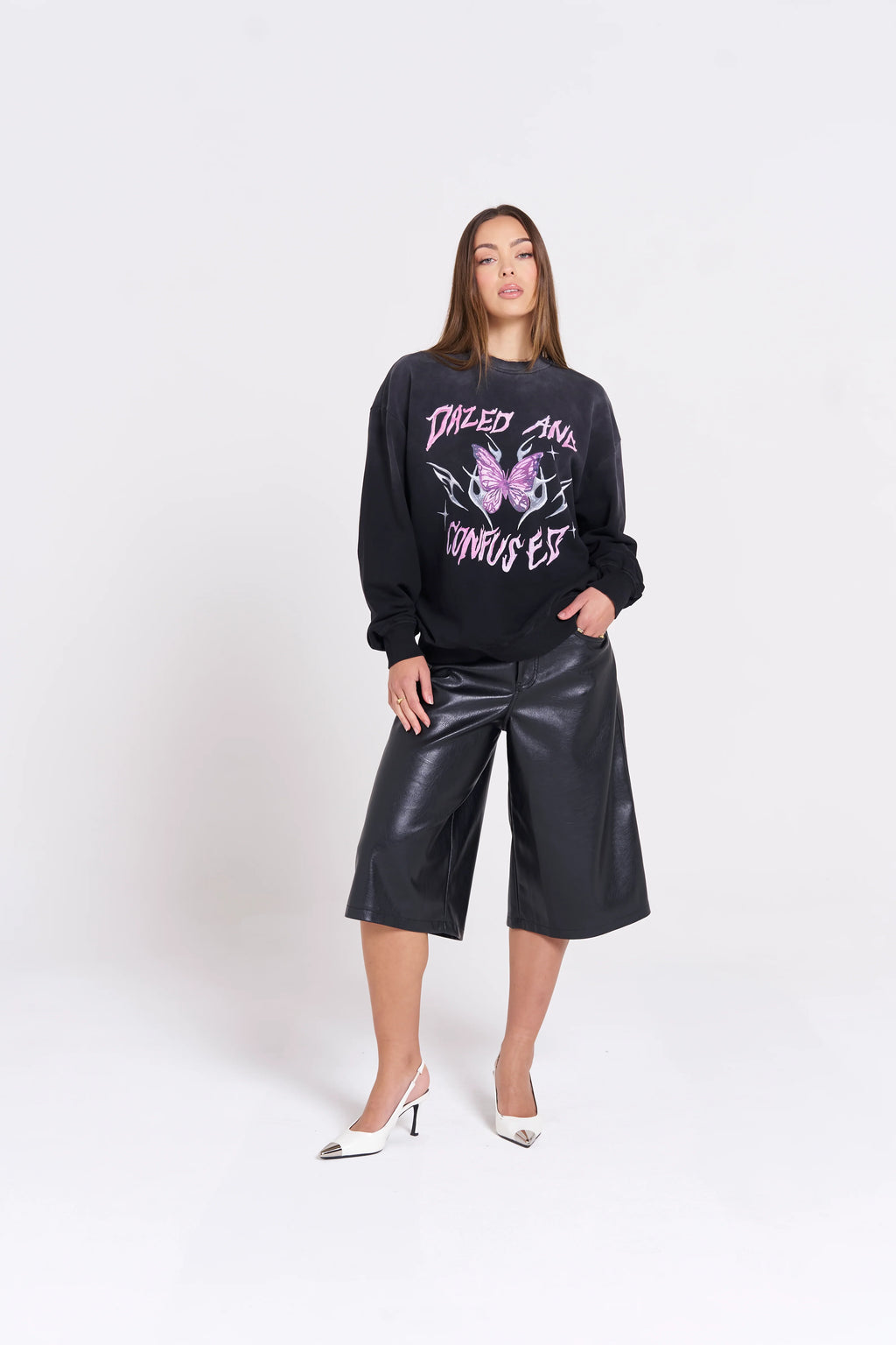 DAZED AND CONFUSED ACID WASH CREW -  BLACK SNOW WASH - MAKU
