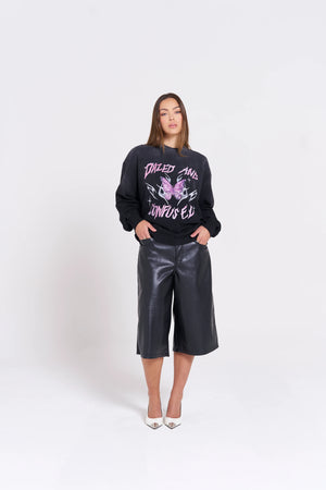 DAZED AND CONFUSED ACID WASH CREW -  BLACK SNOW WASH - MAKU