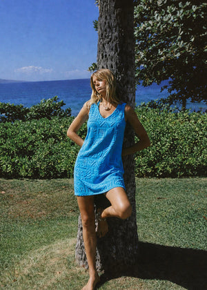 MAI TAI V TUNIC TOWELLING DRESS - TOPAZ