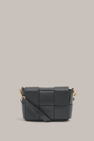 MARGOT MINI LEATHER WOVEN BAG - BLACK - VESTIRSI