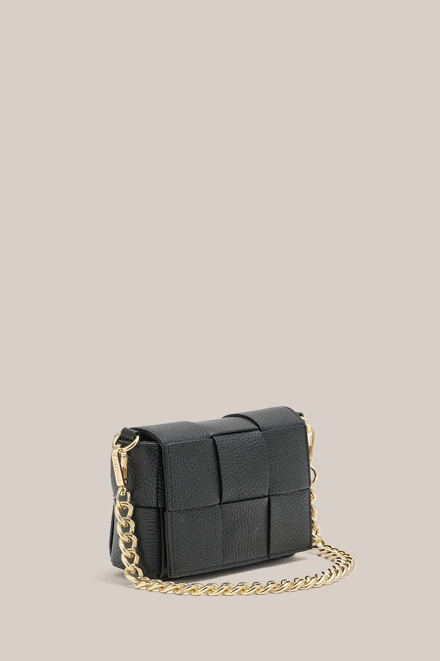 MARGOT MINI LEATHER WOVEN BAG - BLACK - VESTIRSI