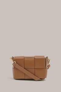 MARGOT MINI LEATHER WOVEN BAG - TAN - VESTIRSI