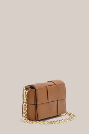 MARGOT MINI LEATHER WOVEN BAG - TAN - VESTIRSI